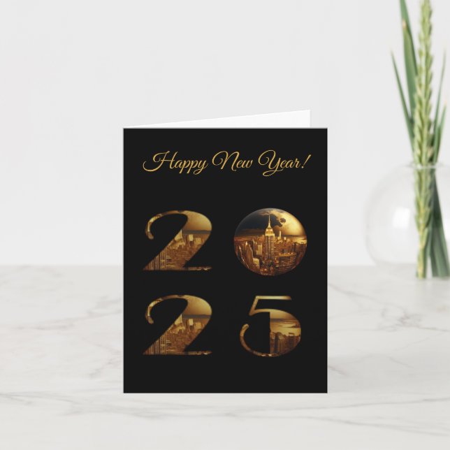 2025 New Years Eve-Gold- Holiday Card (Front)