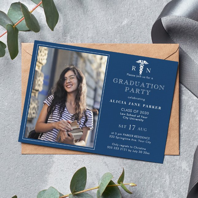 2025 Nursing school graduation modern photo Invitation (Creator Uploaded)