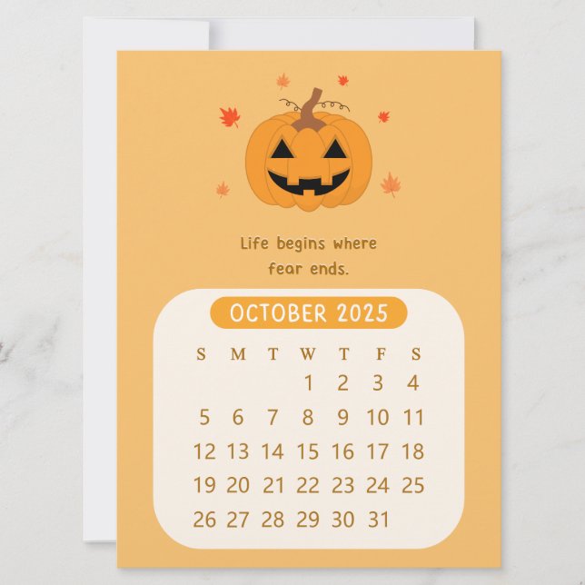2025 October Monthly Motivational Calendar  Invitation (Front)