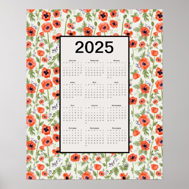 2025 Orange Poppies Calendar Poster (Front)