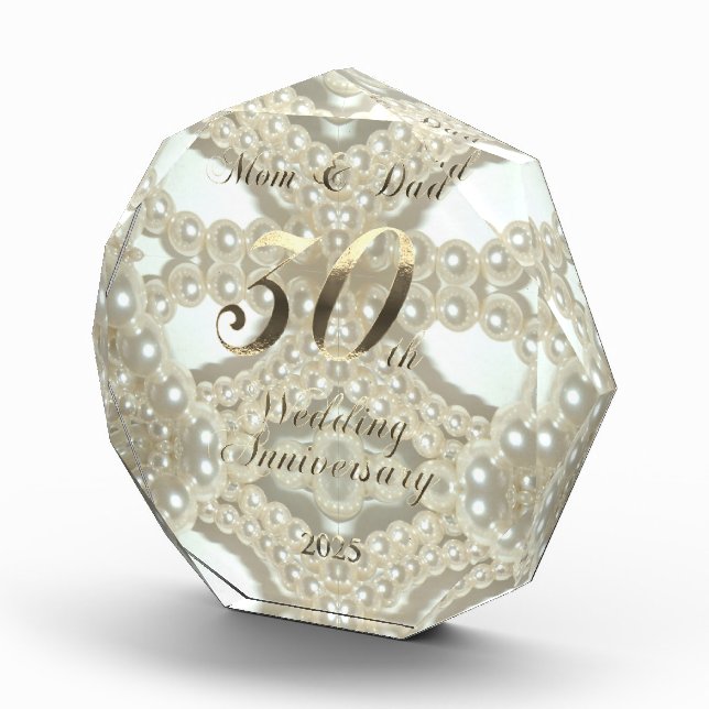 2025 Pearl Wedding 30th Anniversary Parents Acrylic Award (Right)