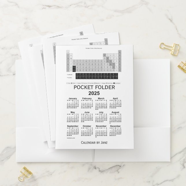 2025 Periodic Table Calendar by Janz White Pocket Folder (In Situ)
