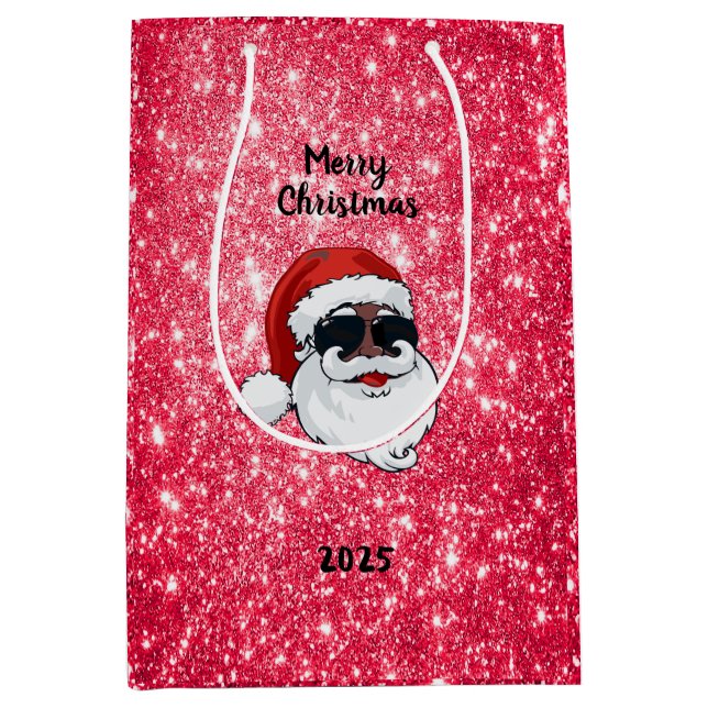 2025 Personalized Black Santa Holiday Gift Bag (Front)