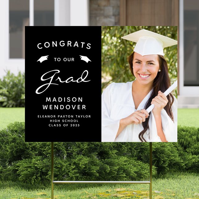 2025 Photo Black and White Graduation Yard Sign (Creator Uploaded)