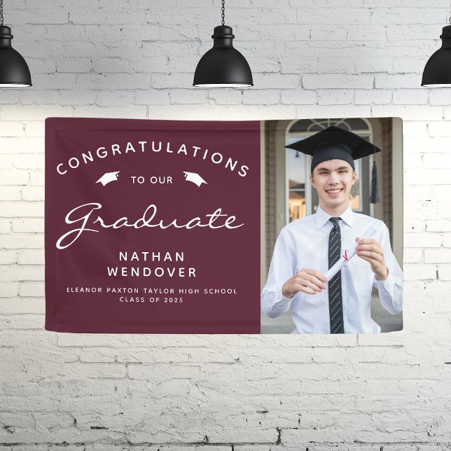 2025 Photo Burgundy and White Graduation Banner (Creator Uploaded)