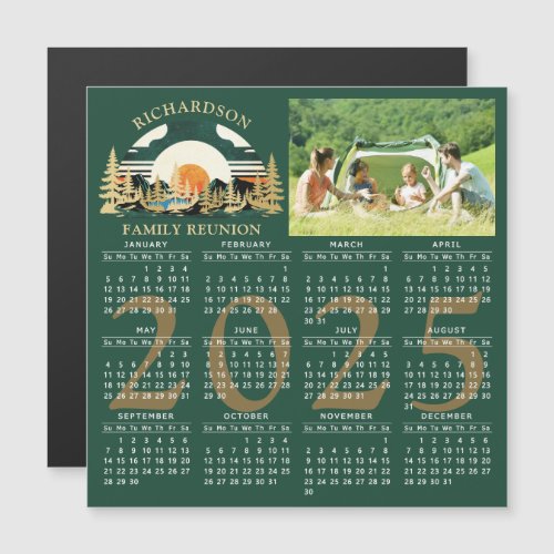 2025 Photo Calendar Camping Family Reunion Green