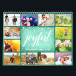 2025 Photo Calendar Family Name Green<br><div class="desc">Create your own 2025 photo calendar. Personalize the collage calendar with your family name, year, and upload 12 pictures of joyful moments. The template is easy to customize. Click on "Personalize this template" to change one line of the text and upload 12 photos. It's simple, fun and joyful to create...</div>