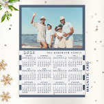 2025 Photo Calendar Fridge Magnet with Family Name<br><div class="desc">This personalized 2025 photo calendar magnet with a blue and white background is easy to customize with your personal picture and Last Name using the template. It's a lovely gift idea for a beach house or a yacht owner. Make your own calendar as a practical gift for family, couples, grandparents,...</div>