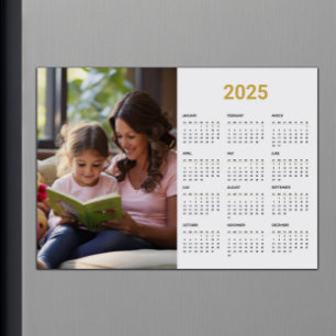 2025 Photo Calendar   Full Year Gold Magnetic Card