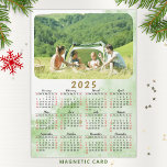 2025 Photo Calendar Magnet Green Nebula Red Black<br><div class="desc">This modern 2025 magnetic calendar is easy to customize with a personal photo. Weekend days are in red to make it easier to plan each week. Months are in script on this design. Pastel green nebula background makes it cute and stylish. Click "Personalize" ("View Product Details" / "Personalize") and change...</div>