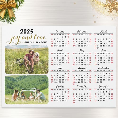 2025 Photo Calendar Magnet White Black Red Custom