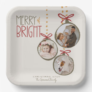 2025 Photo Family Christmas Card Xmas Party Paper Plates