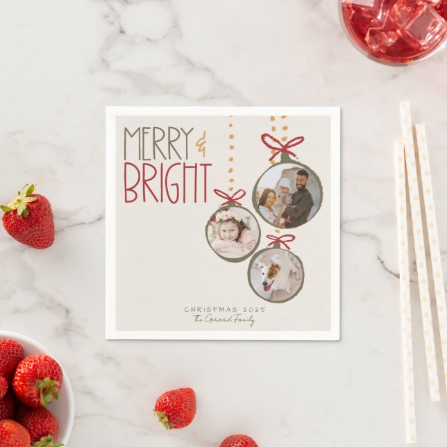 2025 Photo Family Christmas Xmas Party Card Napkins (Insitu)