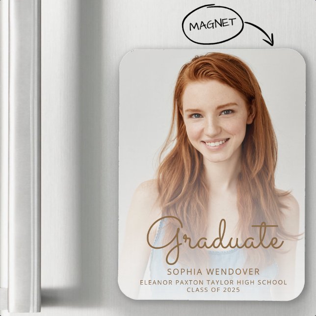 2025 Photo Gold Text Overlay Grad Announcement Magnet (Creator Uploaded)