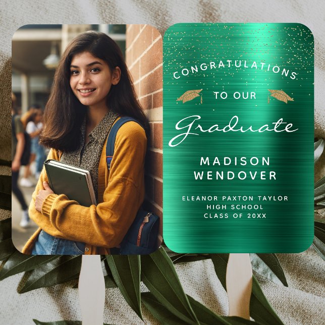 2025 Photo Green Brushed Metal Graduation Hand Fan (Creator Uploaded)