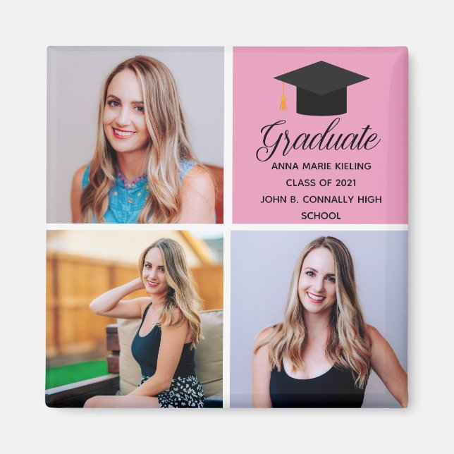 2025 Pink Graduation Collage Chic Graduate Magnet (Front)