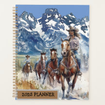 2025 Planner with a cowgirl western theme.