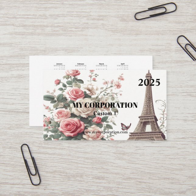 2025 Pocket Calendar - Paris Business Card (Front/Back In Situ)