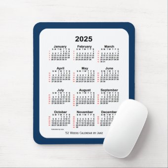 2025 Police Box Blue 52 Week Calendar by Janz Mouse Pad | Zazzle