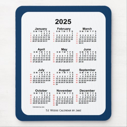 2025 Police Box Blue 52 Week Calendar by Janz Mouse Pad