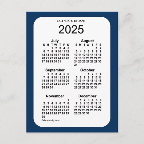 2025 Police Box Blue 6 Month Mini Calendar by Janz Postcard