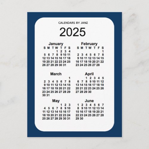 2025 Police Box Blue 6 Month Mini Calendar by Janz Postcard