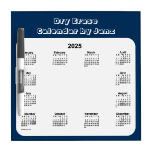 2025 Police Box Blue Dry Erase Calendar by Janz Dry Erase Board
