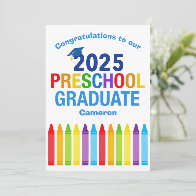 2025 Preschool Graduate Custom Cute Graduation Card | Zazzle