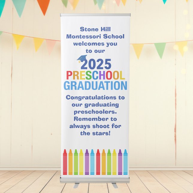 2025 Preschool Graduation Crayon Custom School Retractable Banner (Creator Uploaded)