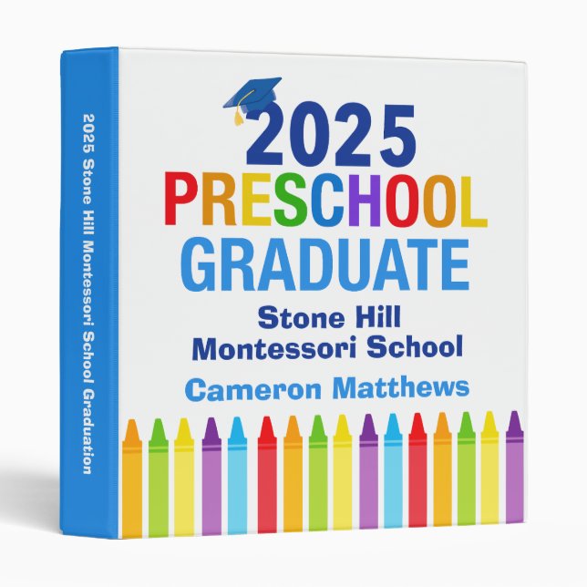 2025 Preschool Graduation Cute Custom Graduate 3 Ring Binder (Front/Spine)