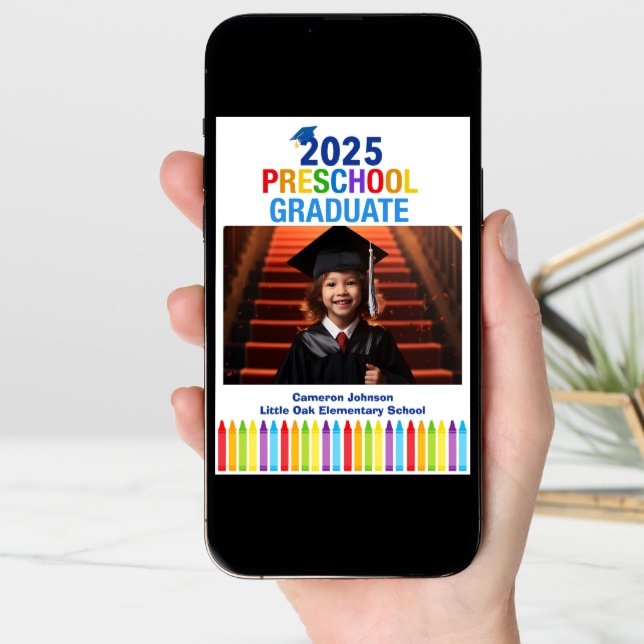 2025 Preschool Photo Custom Kids Graduation Announcement (Front Digital)