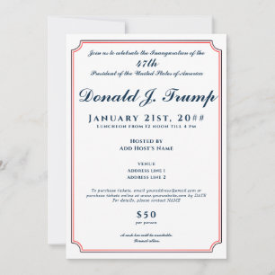 2025 President Donald Trump Inauguration Party Invitation
