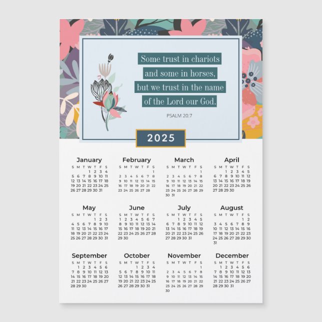 2025 Psalm 20:7 Trust in God Floral Calendar (Front)