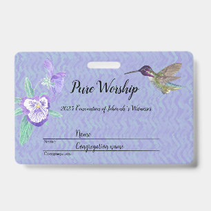 2025 Pure Worship water-colored hummingbird Badge