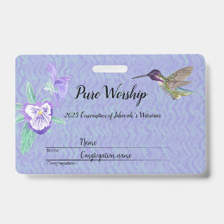 2025 Pure Worship water-colored hummingbird Badge