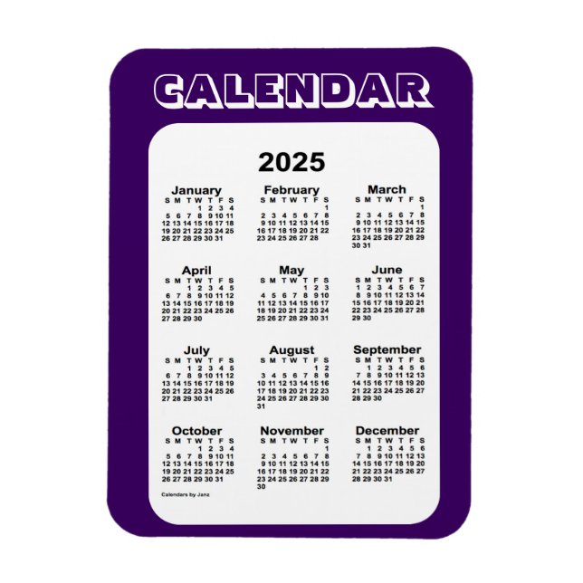 2025 Purple Calendar by Janz 3x4 Magnet (Vertical)