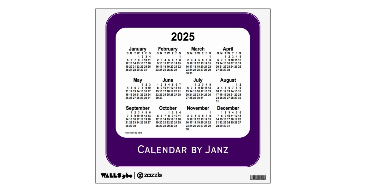 2025 Purple Calendar by Janz Wall Decal Zazzle