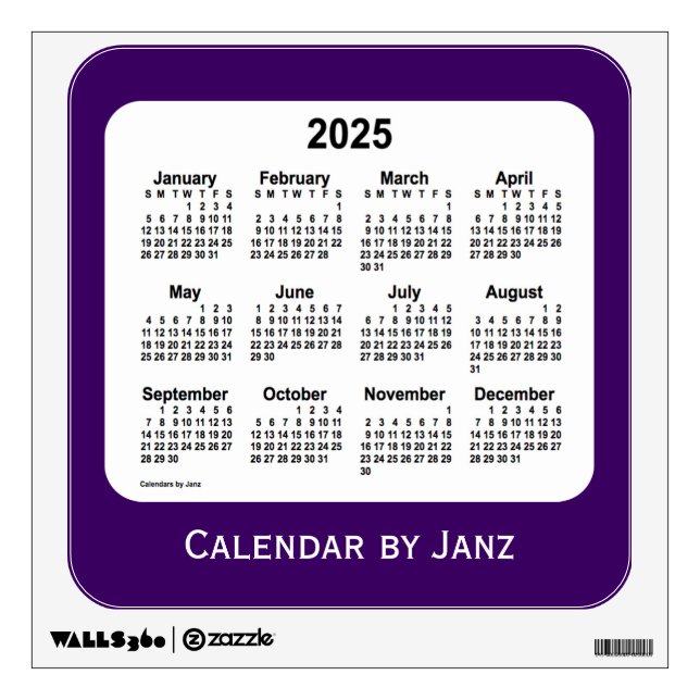 2025 Purple Calendar by Janz Wall Decal (Front)