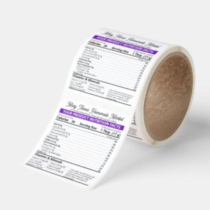 2025 Purple Personalized Editable Nutrition Facts  Square Sticker