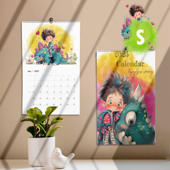 2025 Quirky Boy & Dinosaur Cartoon  Calendar (Quirky Boy & Dinosaur Cartoon Calendar - small)