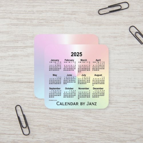 2025 Rainbow Shimmer Calendar by Janz Square Business Card