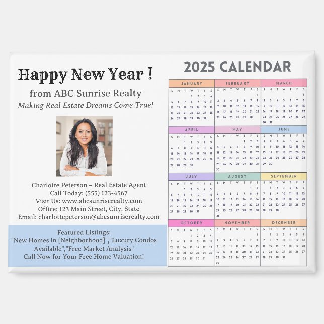 2025 Real Estate Calendar  Magnet (Front)
