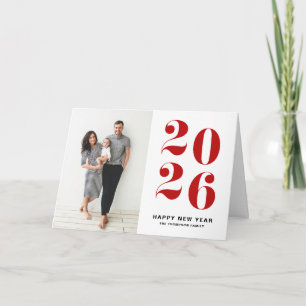 2025 Red Bold Typography New Year Photo Holiday Card