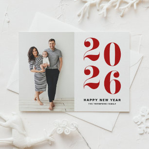 2025 Red Bold Typography New Year Photo Holiday Postcard