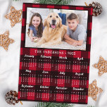 2025 Red Buffalo Plaid Family Dog Photo Calendar Holiday Card<br><div class="desc">2025 Photo Calendar Cards - Send New Year Greetings or include in your Christmas cards, these 5x7 photo calendar cards are perfect as Christmas and New Year cards to family and friends. Perfect to highlight or circle special family dates, anniversaries, birthdays, and reunions. Personalize these full year photo calendar cards...</div>