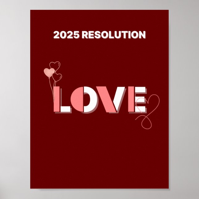 2025 RESOLUTION LOVE Pink hearts Wall art        (Front)