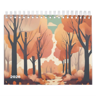 2025 Retro seasonal art calendar Vibrant Pastel