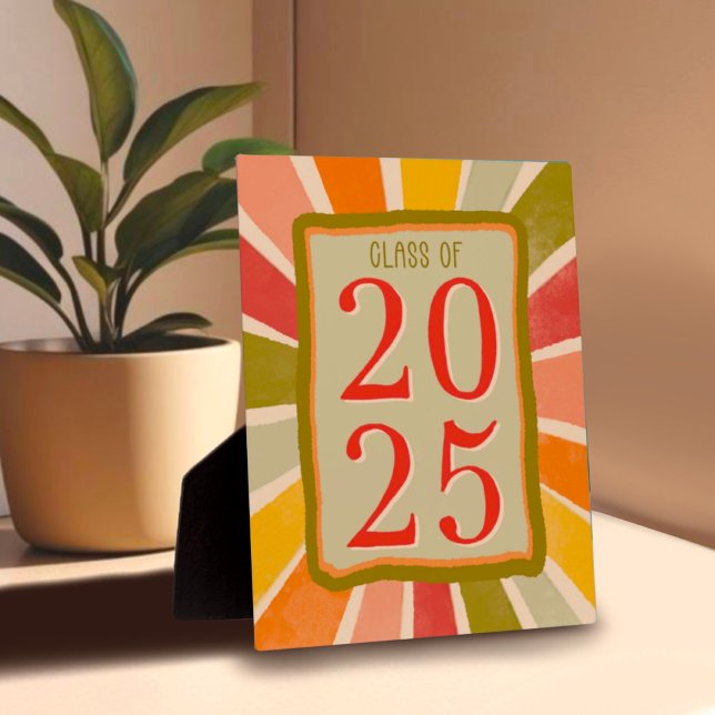 2025 Retro Stylish Fun Modern Grad Card Plaque (Creator Uploaded)