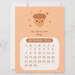 2025 September Monthly Cute Motivational Calendar  Invitation