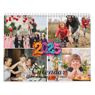 2025 Simple Custom 4 Photo FAMILY Calendar